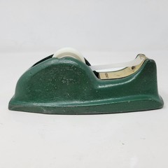 Vintage Permacel Cast Iron Tape Dispenser Green Industrial Heavy Duty MCM Desk