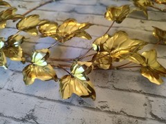 Home Interiors Ivy Leaf Branch Brass Gold Toned Metal Wall Decor 2 Piece 1106DH