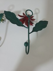 Vintage Italian Tole Toleware Flower Wall Hooks Mid Century