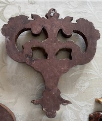 Vintage Set 3 Wall Appliques Plaques Rococo Scroll Hollywood Regency Brown Gold