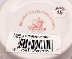 VTG Belleek Ireland Collectors Society Ceramic Thistle Bowl Gold Trim 2.5″