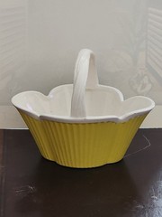 922. Fitz And Floyd Yellow Ceramic Basket, 1975