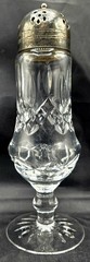 Waterford Crystal Ireland 8″h Sugar Shaker Muffineer w/Silverplate Lid Vintage