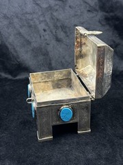Islamic Antique Silver Plated Khorasan Box With Turquoise Stone Beautiful Art