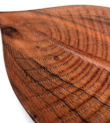Carved Wood Leaf Tray Stem Handle Nice Grain