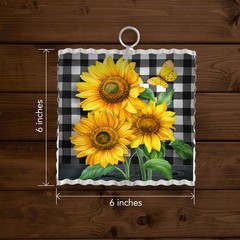 Briarwood Lane Summer Checkered Sunflowers Metal Mini Moment 6×6