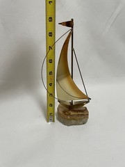 John DeMott Brass Sailboat Signed EUC See Photos For Size