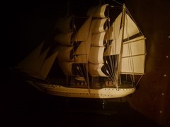 Decorative Model Sailing Ship Tall Ship Display, Brown/Beige with Beige Sails