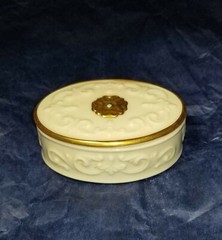 Vintage Lenox Off White Porcelain With Gold Trim Covered Trinket Box Made In USA