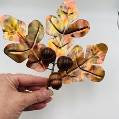 HOMCO Oak Leaves with 3 Wood Acorns Copper Tone Home Interiors MCM Fall Lot