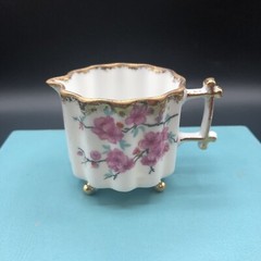 Antique Hand Painted Demitasse Creamer Footed Cherry Blossoms Fun