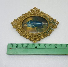 Antique Victorian Era Blue Boy Painting Brass Ornate Framed Art Decor Picture 7