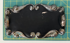 Vintage Casket Coffin Marker Black Metal Memorial Name Plaque Macabre