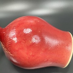 Vintage Hand Made Studio Art Pottery Vase Bottle Small Mouth Red Glaze Signed