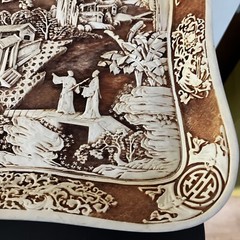Vintage Resin Dynasty Relief Carved Tray Decor 1982 Arnart Imports