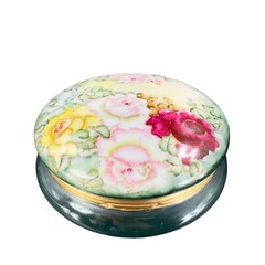 Vintage Limoges Porcelain Large Round Jar Box Hand Painted Container France Vtg
