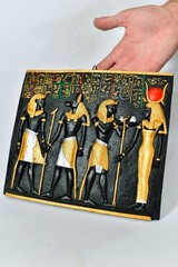 Ancient Egyptian Anubis & Hathor Wall Relief Plaque Made in Egypt