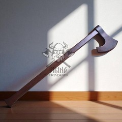 Handcrafted Wooden Axe Decorative Prop Medieval Style Wood