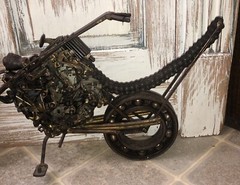 RARE OOAK Vintage Steam Punk ￼Weld Art Sculpture Figurine Chopper Motorcycle 22”