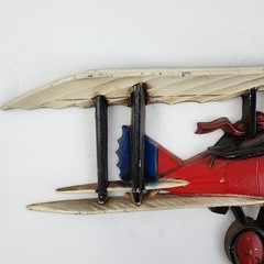 Vintage 1975 Homco WWI Red Biplane Fighter Metal Wall Hanging Decor 1232 BX C
