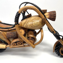 Vtg Wooden Handcrafted Motorcycle Harley Davidson Style ? 6 1/2 Inches High