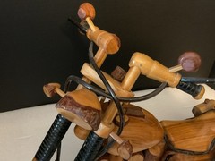 VTG Large Wooden Motorcycle Handmade Collectible Sculpture Cycle 18” Chopper
