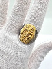 100 BC Ancient High Carat GOLD Silver Roman Greek Ring Erotic Motive Artifact