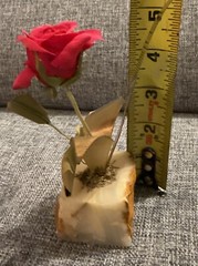 VTG Mid Century MODERN DEMOTT ROSE COPPER METAL SCULPTURE ON ONYX STONE