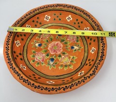 Vtg Artisan Hand Painted Floral Papier Mache Bowl Platter Folk Art Decor