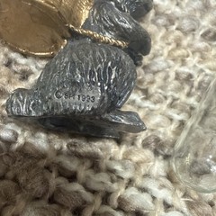 Rabbit Bunny Pewter Holder Brass Vase 2 Piece 1990’s EUC