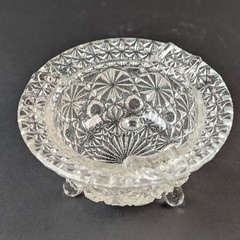 Vintage Fenton Ashtray Clear Pressed Glass Button and Daisy Pattern Made in USA
