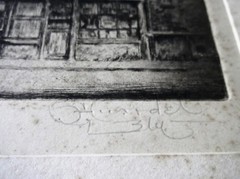 ANTIQUE UNFRAMED + MOUNT ETCHING MONOCHROME PRINT SIGNED G HUARDEL-BLY DICKENS