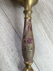 Vintage Unbranded Hand Painted Floral Brass Bell 9.25”