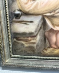 Hutschenreuther Porcelain Plaque Brass Frame Wagner Kunst Bringt Gunst KPM Style