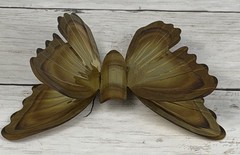 Vintage Torched Metal Butterfly Hanging Wall Art Decor MCM Gold Tone Set of Two