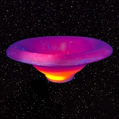 Antique 1920s Northwood Chinese Coral Amberina UV Glow Footed Rolled Rim Bowl