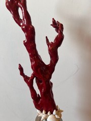 Baroque Style Curiosity Cabinet Custom Faux Red Coral Specimen on the Metal Base