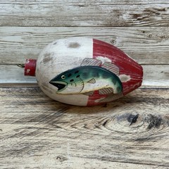 Decorative Large Fishing Bobber Painted Christmas Ornament 4 1/4″ Bass