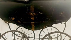 Antique 1800 Uhlen Carriage Rochester NY With Victorian Dolls Metal Wheels Rare
