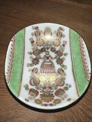 Vintage Austrian Hand-painted Enameled Metal Trinket Dish Signed 3.25” X 2.75”P1
