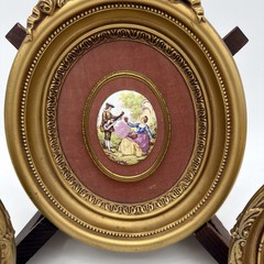 Set of 3 B&S Creations New York Porcelain Cameo Courting Couples In Gold Frames