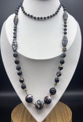 Vintage Murano Style Lampwork Glass Bead Necklace Hand Knotted Artisan