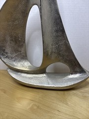 SAIL BOAT SCULPTURE, CAST ALUMINUM, 14” Tall X 12” Wide