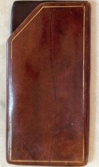 Vintage Brown Leather Embossed Crests Monogrammed Bill Carrier