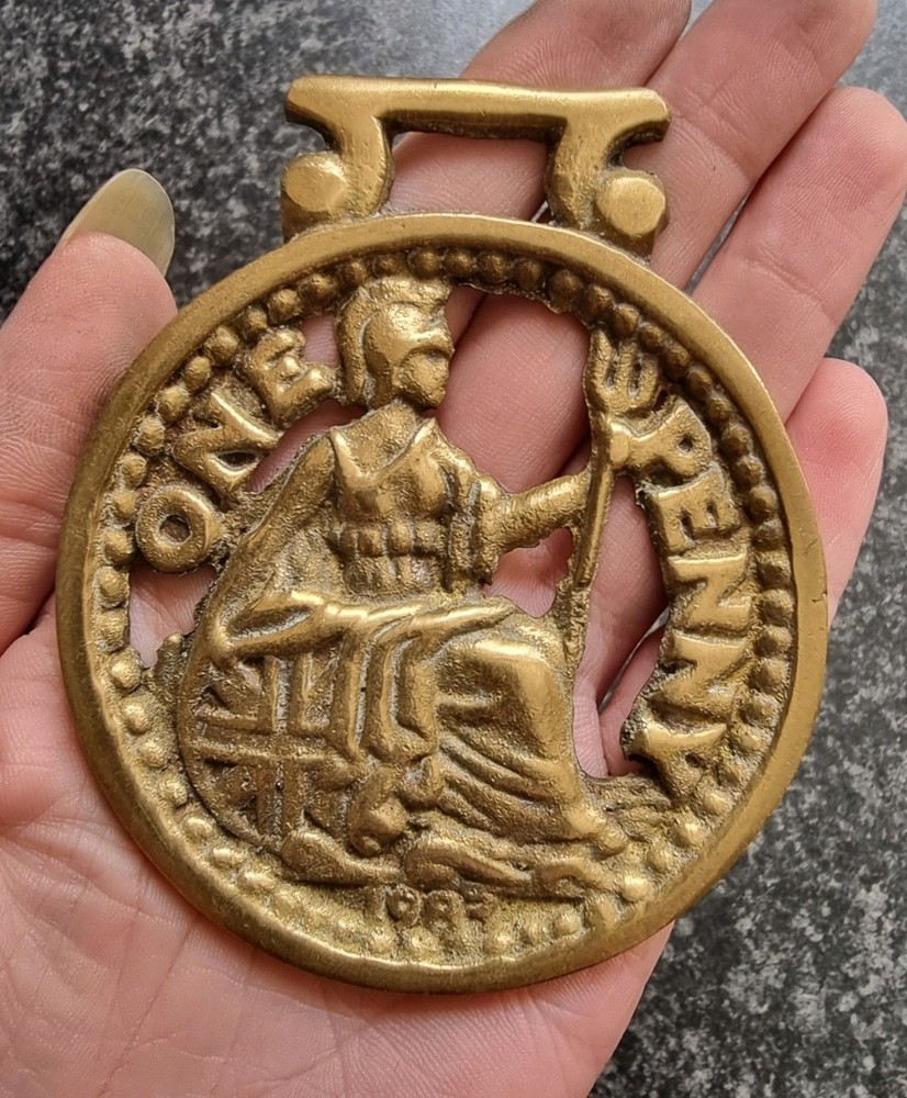 Vintage Horse Brass Britannia One Penny
