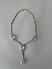 Vintage Silver Noav rhinestone station Y Necklace 18″