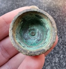 Rare Medieval / Post Medieval Cup Weight Bronze Metal Detecting Find Antique (3)
