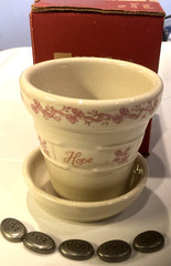 Longaberger 2000 Award Horizon Of Hope Flower Pot w/Stones-NIB!!!
