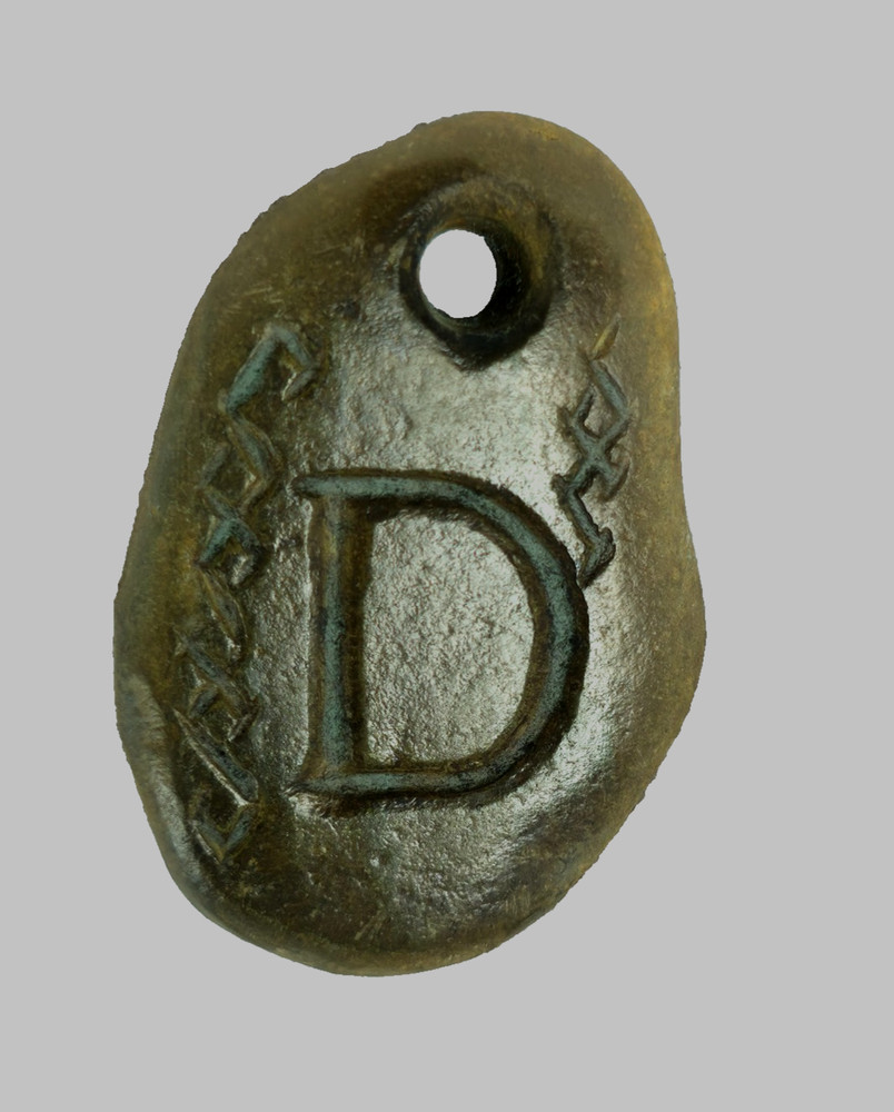 50 AD Ancient Carved Engraved Gemstone Pendant Medallion Amulet initial letter D