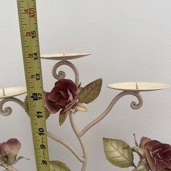 VTG Italian Toleware Tole Ware Candelabra 5 Candle Holder Roses Italy Metal